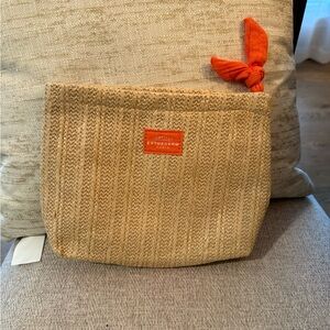 Esthederm Paris Tan Cosmetic Bag with Orange Accent